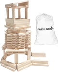 WELLGRO Natur-Holzbausteine – 350 Stück mit Beutel